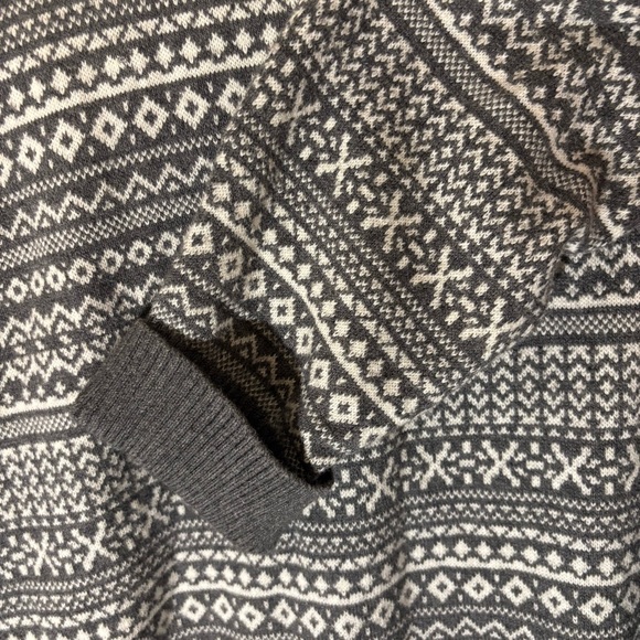 L.L. Bean Women’s Fair Isle Turtleneck Sweater Cashmere Cotton Large Grey cozy - Picture 6 of 8